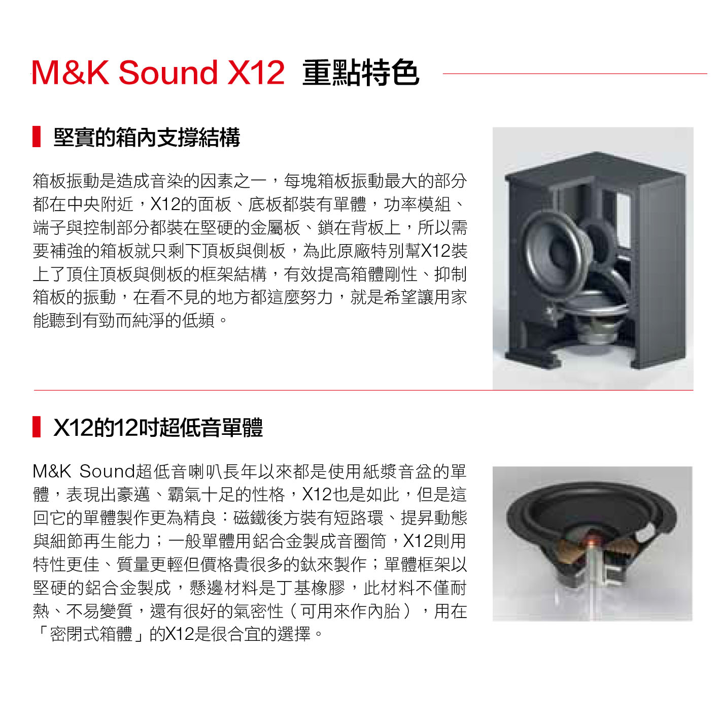 M&K SOUND超低音X12箱體和單體重要特色