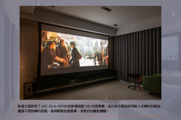 M&K SOUND 崁入式喇叭家庭劇院搭配JVC投影機及透聲螢幕